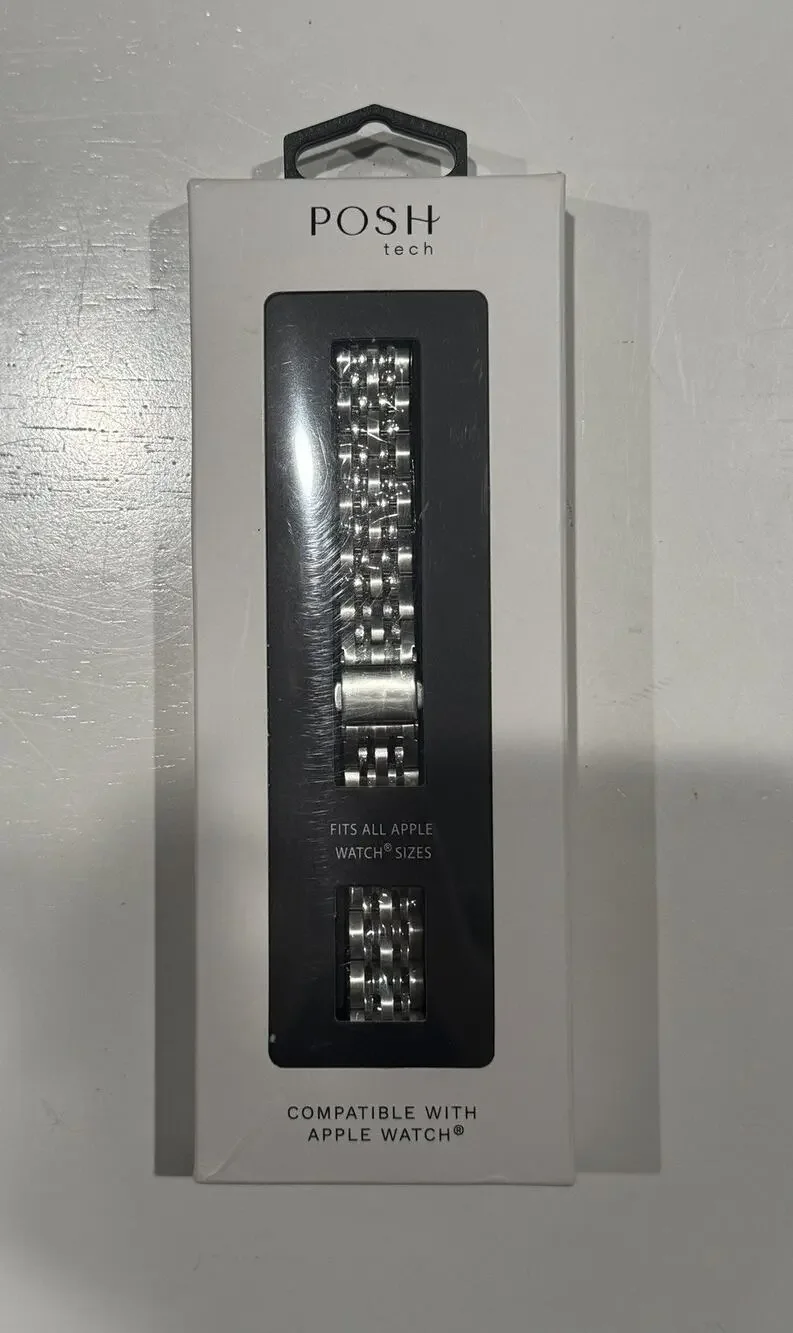 Posh Tech Apple Watch Band Silver Stainless Steel All Models